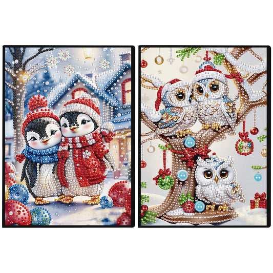 2pcs Animals Partial DIY 50 Pages A5 Diamond Painting Notebook for Study Home