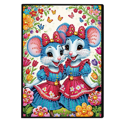 2pcs Mouse Partial DIY 50 Pages A5 Diamond Painting Notebook for Study Home