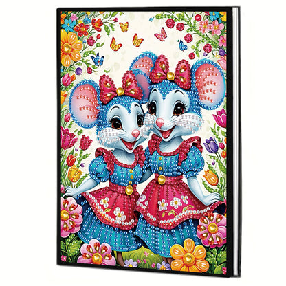 2pcs Mouse Partial DIY 50 Pages A5 Diamond Painting Notebook for Study Home