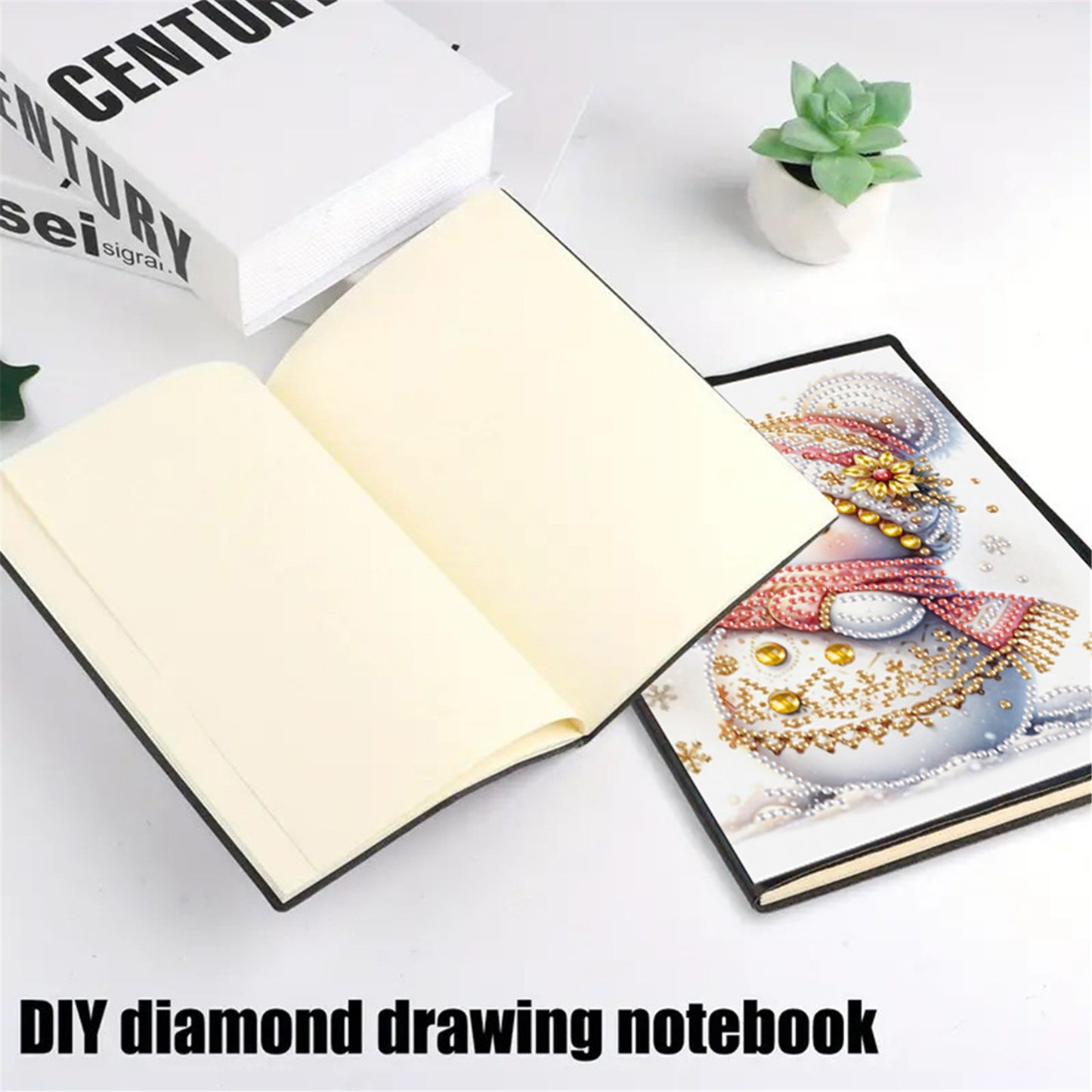 2pcs Snowman Partial DIY 50 Pages A5 Diamond Painting Notebook for Study Home