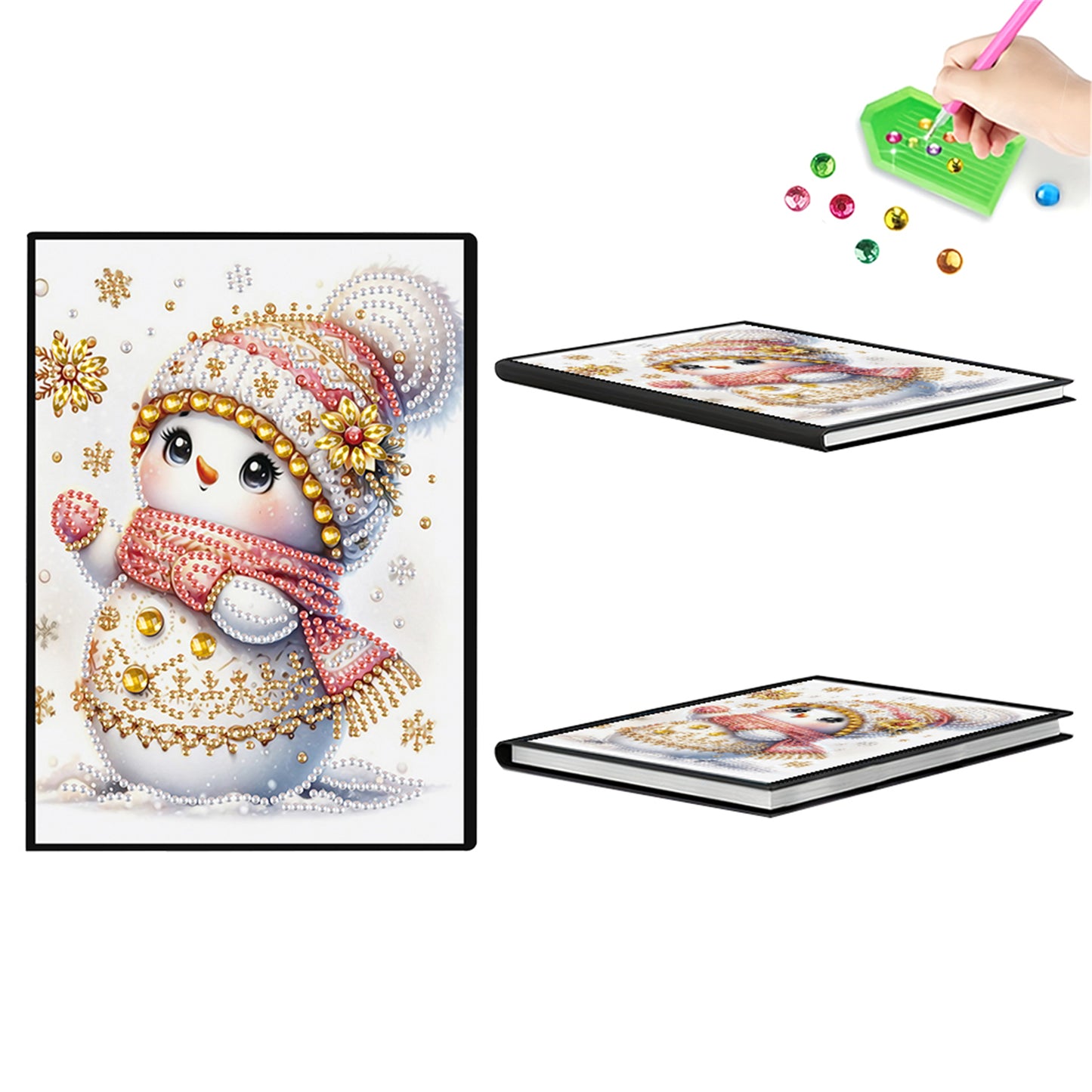 2pcs Snowman Partial DIY 50 Pages A5 Diamond Painting Notebook for Study Home