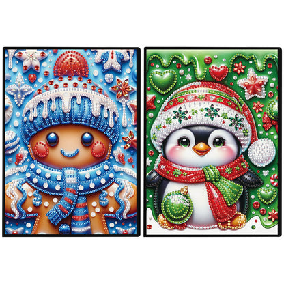 2pcs Christmas Partial DIY 50 Pages A5 Diamond Painting Notebook for Study Home
