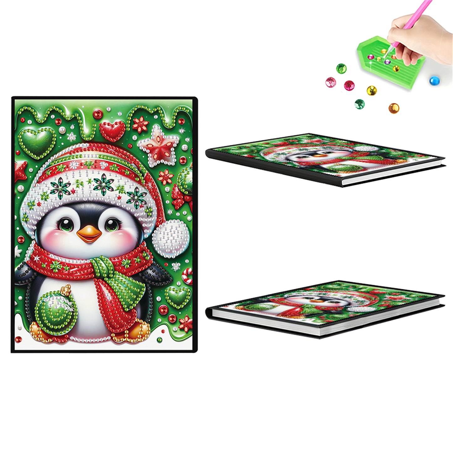 2pcs Christmas Partial DIY 50 Pages A5 Diamond Painting Notebook for Study Home
