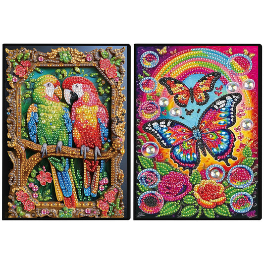 2pcs Bird Partial DIY 50 Pages A5 Diamond Painting Notebook for Study Drawing