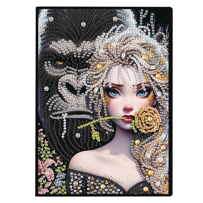 2pcs Girl Partial DIY 50 Pages A5 Diamond Painting Notebook for Study Drawing