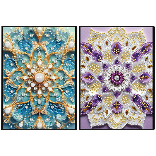 2pcs Mandala Partial DIY 50 Pages A5 Diamond Painting Notebook for Study Home