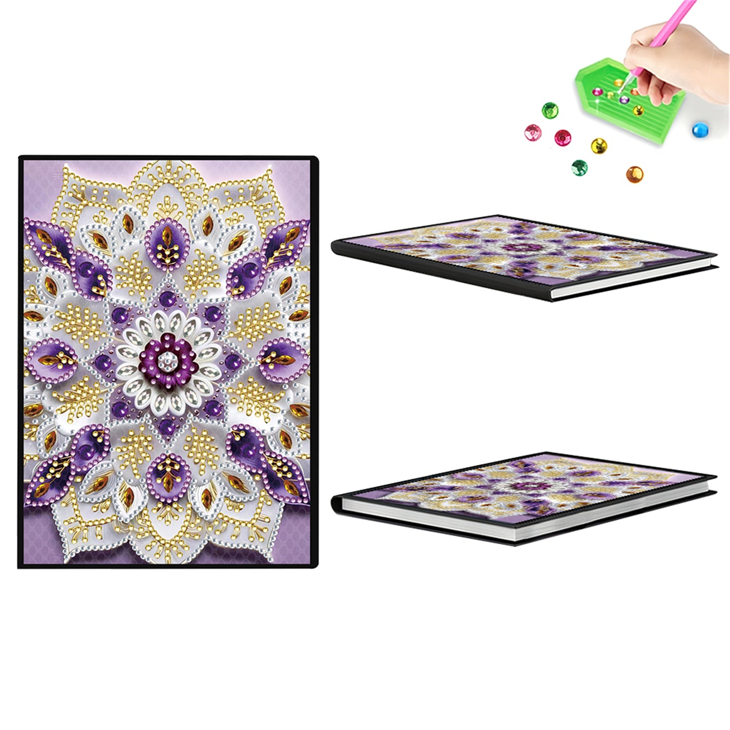 2pcs Mandala Partial DIY 50 Pages A5 Diamond Painting Notebook for Study Home