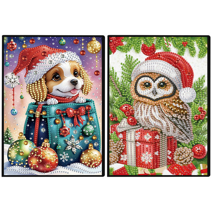 2pcs Xmas Animals Partial DIY 50 Pages A5 Diamond Painting Notebook for Study