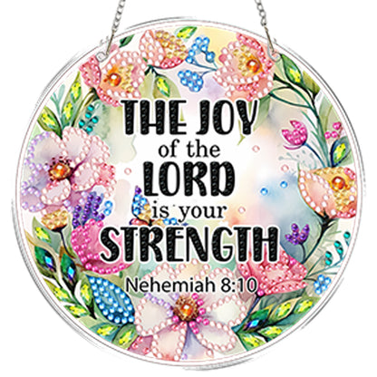 4pcs Flower Text DIY 2D Flat Acrylic Diamond Painting Kits Diamond Art Pendant