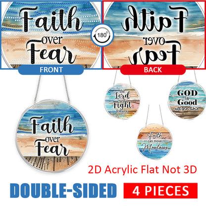 4pcs Beach Text DIY 2D Flat Acrylic Diamond Painting Kits Diamond Art Pendant