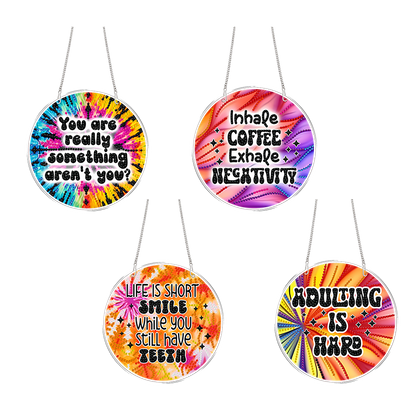 4pcs Neon Text DIY 2D Flat Acrylic Diamond Painting Kits Diamond Art Pendant