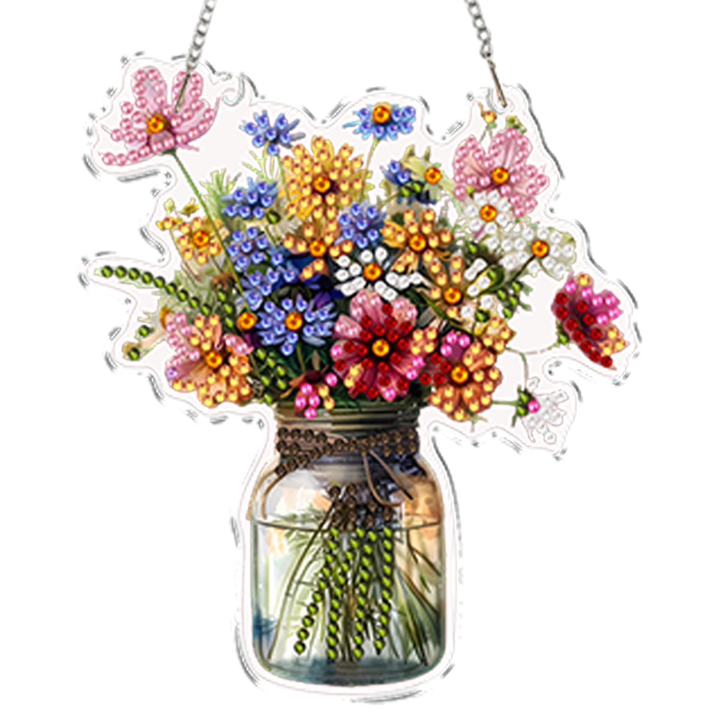 4pcs Vase 2 DIY 2D Flat Acrylic Diamond Painting Kits Diamond Art Pendant