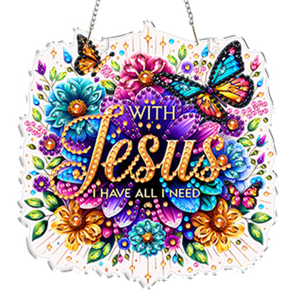 4Pcs Butterfly Flowers 2D Flat DIY Special Shape Diamond Art Hanging Pendant Kit