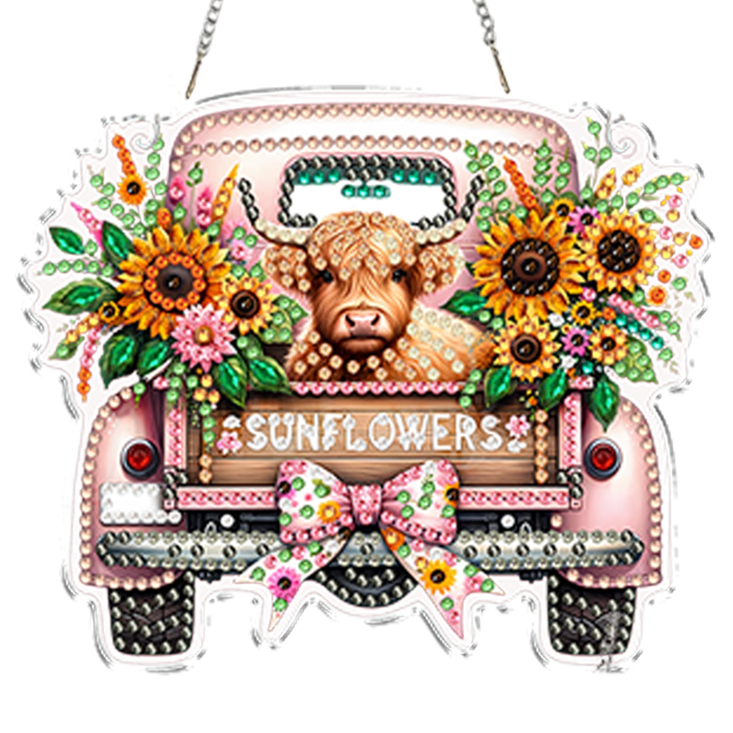 4Pcs Yak Cart 2D Flat DIY Special Shape Hanging Diamond Art Kits Wall Door Decor