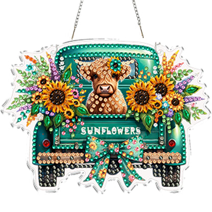 4Pcs Yak Cart 2D Flat DIY Special Shape Hanging Diamond Art Kits Wall Door Decor