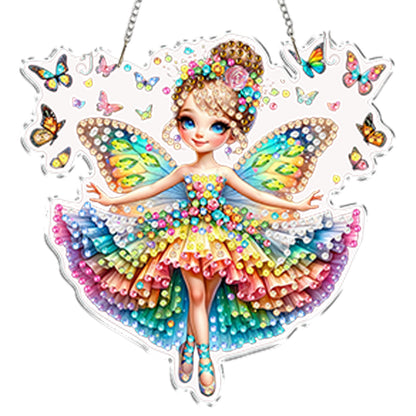 4Pcs Little Fairy 2D Flat DIY Special Shape Diamond Art Hanging Pendant Kit
