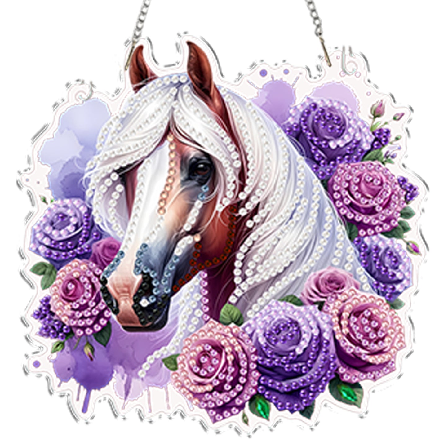 4Pcs Flower Horse 2D Flat DIY Special Shape Diamond Art Hanging Pendant Kit