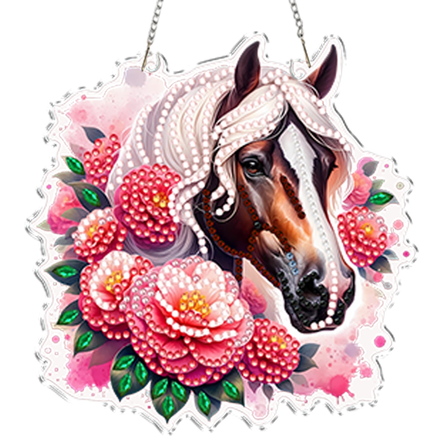 4Pcs Flower Horse 2D Flat DIY Special Shape Diamond Art Hanging Pendant Kit