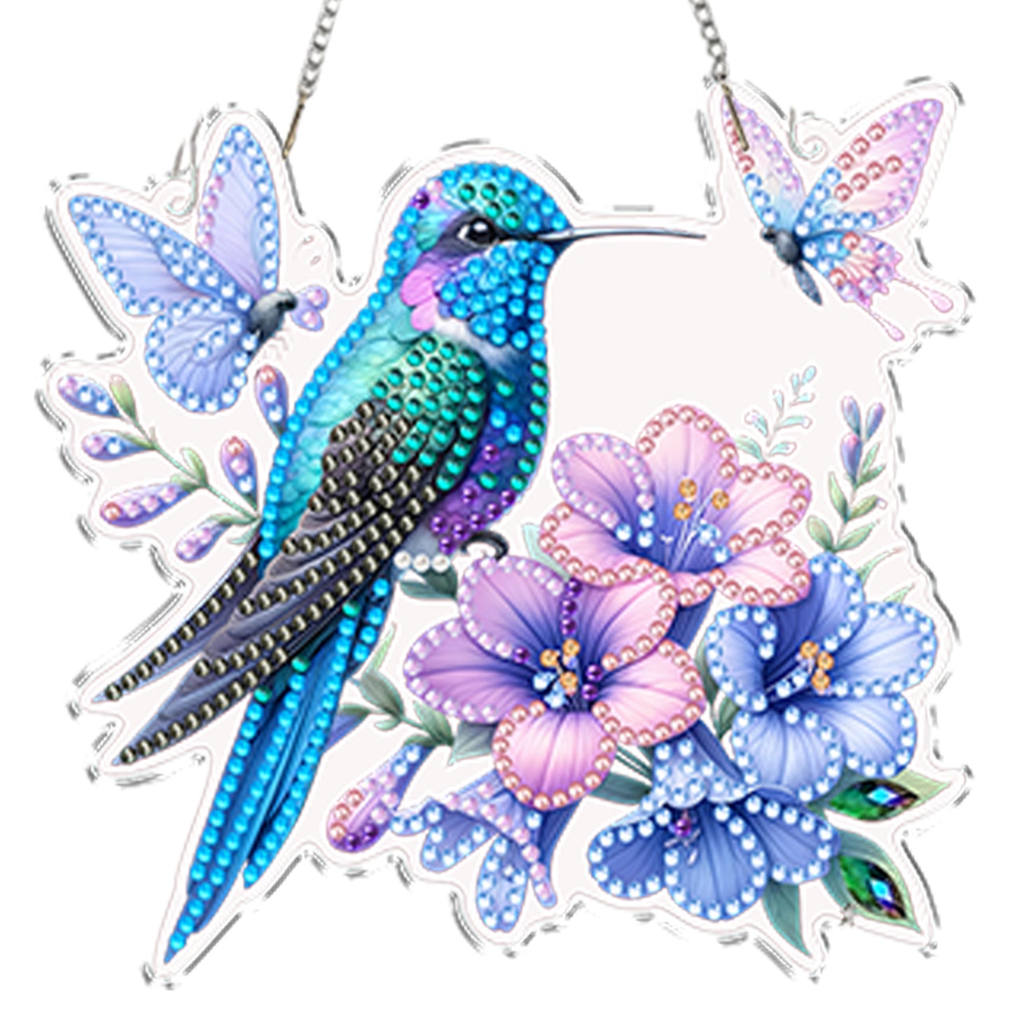 4Pcs Flower Hummingbird 2D Flat DIY Special Shape Hanging Diamond Art Kits