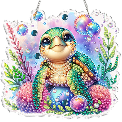 4Pcs Sea Turtle 2D Flat DIY Special Shape Diamond Art Hanging Pendant Kit