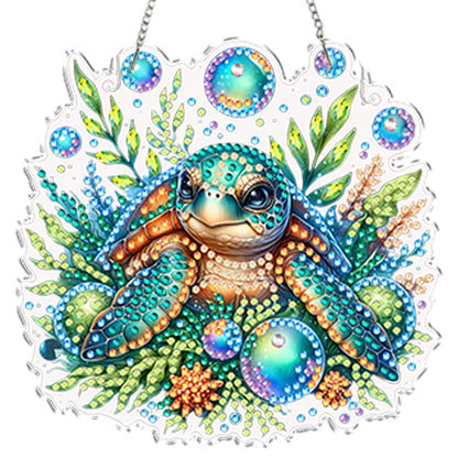 4Pcs Sea Turtle 2D Flat DIY Special Shape Diamond Art Hanging Pendant Kit