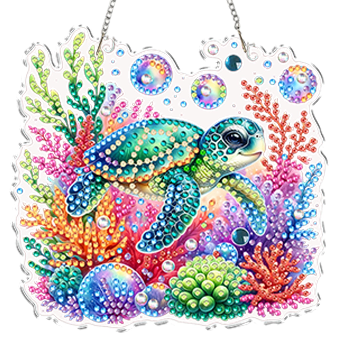 4Pcs Sea Turtle 2D Flat DIY Special Shape Diamond Art Hanging Pendant Kit