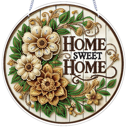 Sunflower Home Sweet DIY 2D Flat Acrylic Home Diamond Painting Hanging Pendant