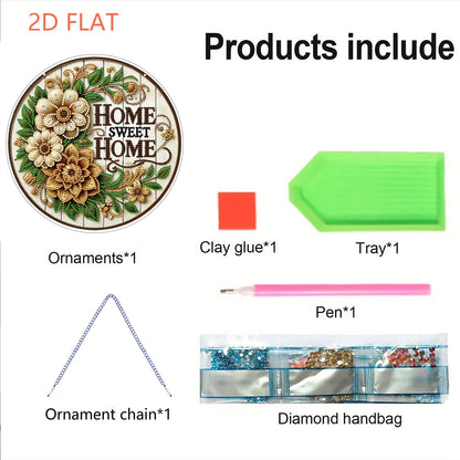 Sunflower Home Sweet DIY 2D Flat Acrylic Home Diamond Painting Hanging Pendant
