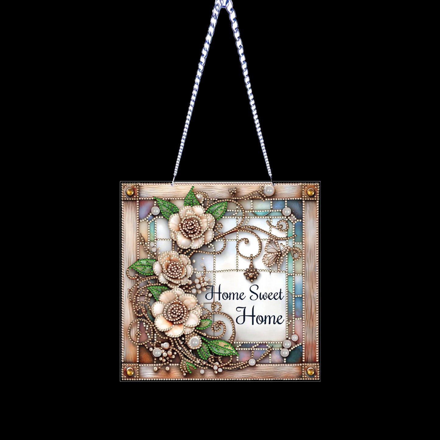 Rose Home Sweet DIY 2D Flat Acrylic Diamond Painting Hanging Pendant Home Decor