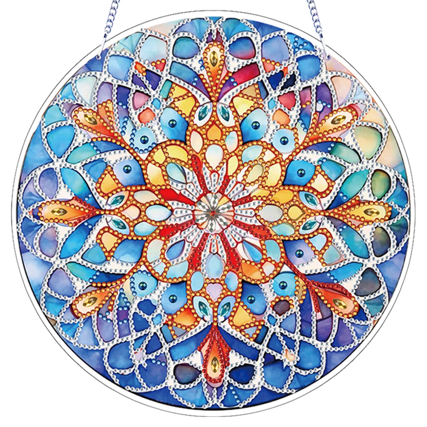 Mandala DIY 2D Flat Acrylic Diamond Painting Hanging Pendant for Home Wall Decor