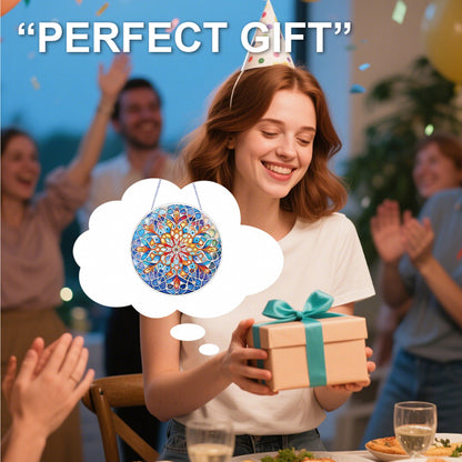 Mandala DIY 2D Flat Acrylic Diamond Painting Hanging Pendant for Home Wall Decor