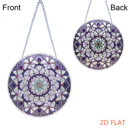 Purple Mandala DIY 2D Flat Acrylic Diamond Painting Hanging Pendant Home Decor