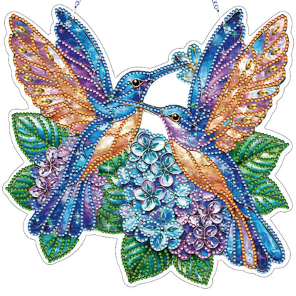Hummingbird Flower DIY 2D Flat Acrylic Home Diamond Painting Hanging Pendant