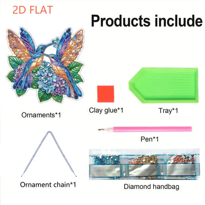Hummingbird Flower DIY 2D Flat Acrylic Home Diamond Painting Hanging Pendant