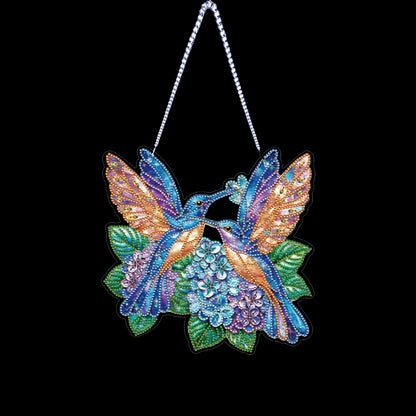 Hummingbird Flower DIY 2D Flat Acrylic Home Diamond Painting Hanging Pendant