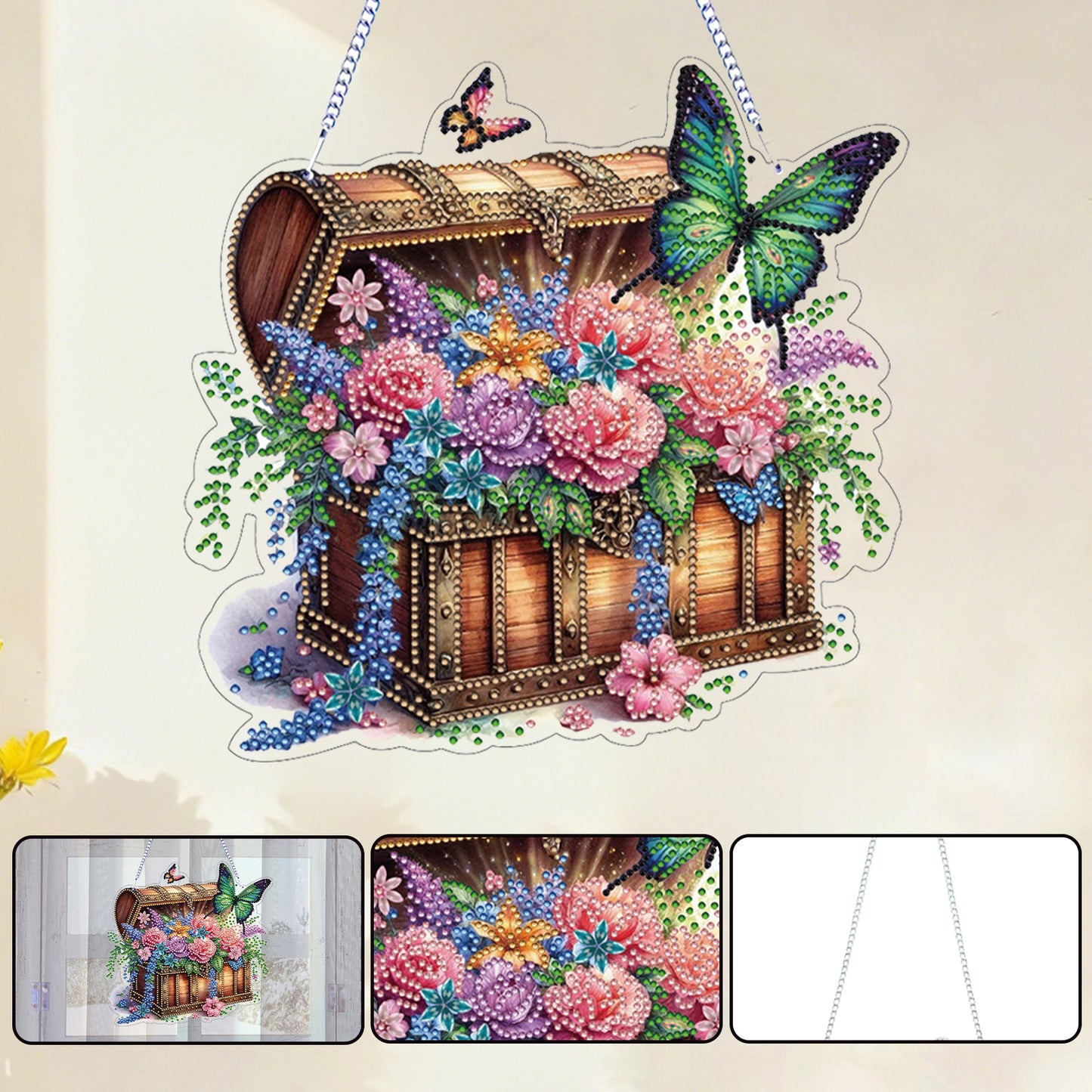 Treasure Bouquet DIY 2D Flat Acrylic Diamond Painting Hanging Pendant Home Decor