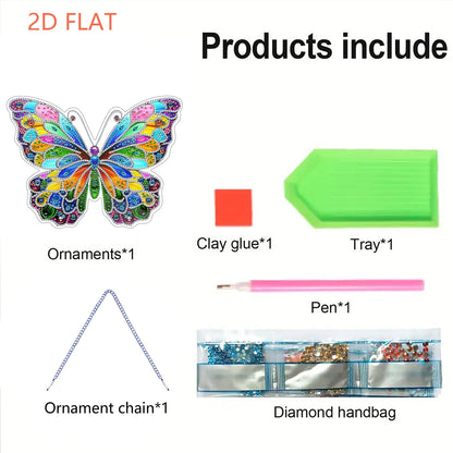 Butterfly DIY 2D Flat Acrylic Diamond Painting Hanging Pendant for Home Decor