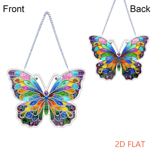 Butterfly DIY 2D Flat Acrylic Diamond Painting Hanging Pendant for Home Decor