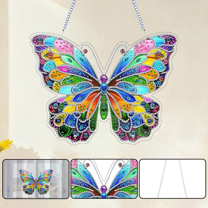 Butterfly DIY 2D Flat Acrylic Diamond Painting Hanging Pendant for Home Decor