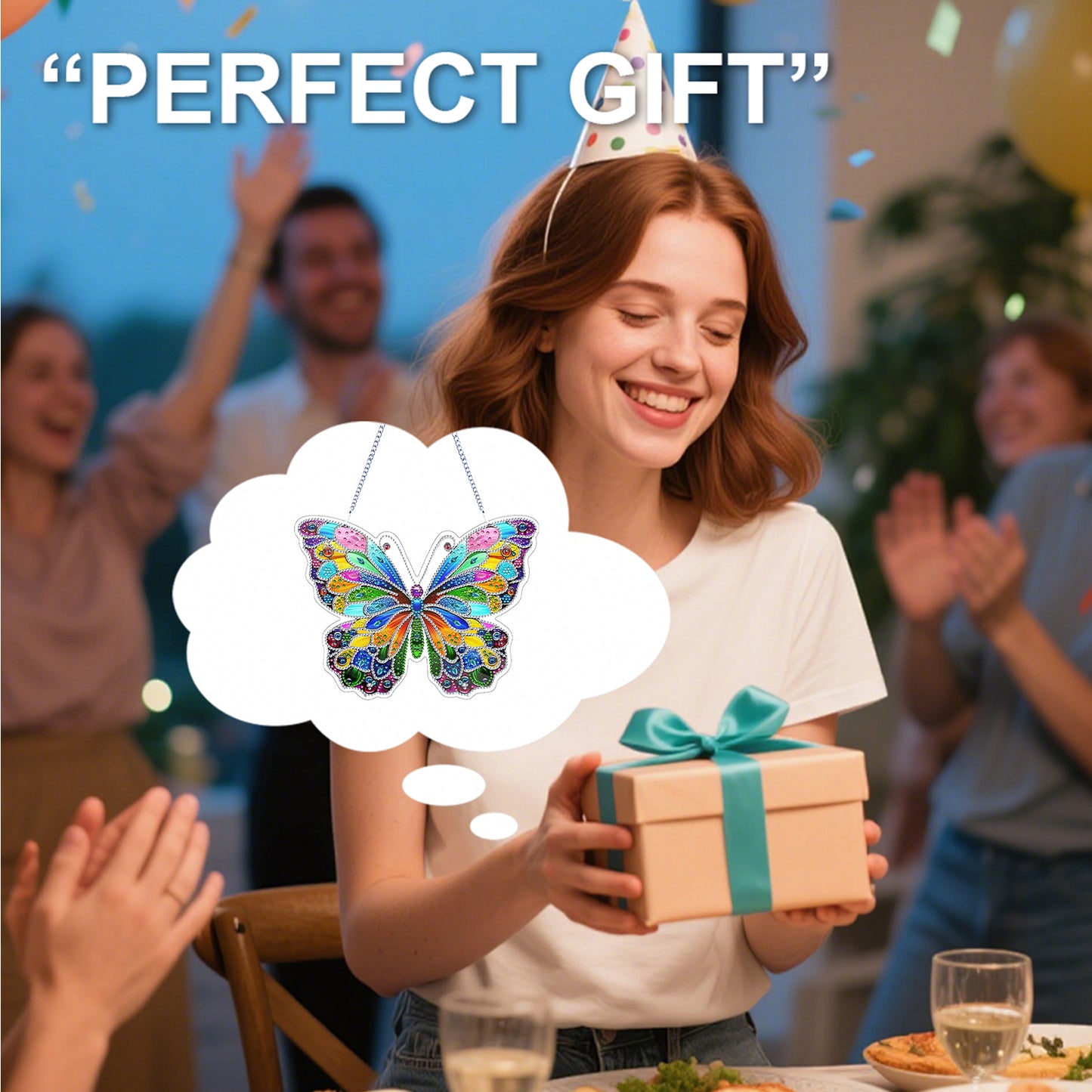 Butterfly DIY 2D Flat Acrylic Diamond Painting Hanging Pendant for Home Decor