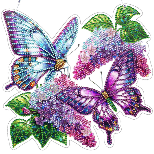 Lilac Butterfly DIY 2D Flat Acrylic Diamond Painting Hanging Pendant Home Decor