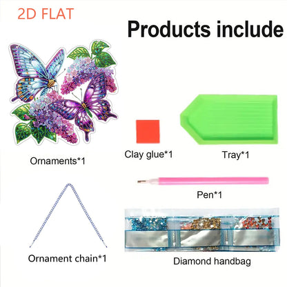 Lilac Butterfly DIY 2D Flat Acrylic Diamond Painting Hanging Pendant Home Decor