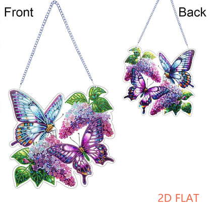 Lilac Butterfly DIY 2D Flat Acrylic Diamond Painting Hanging Pendant Home Decor