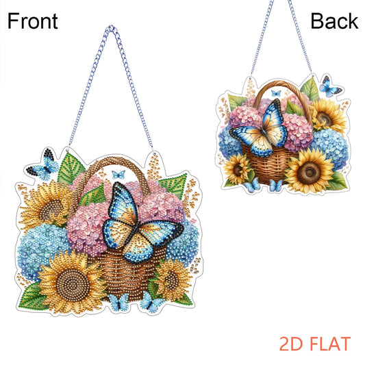 Sunflower Butterfly DIY 2D Flat Acrylic Home Diamond Painting Hanging Pendant