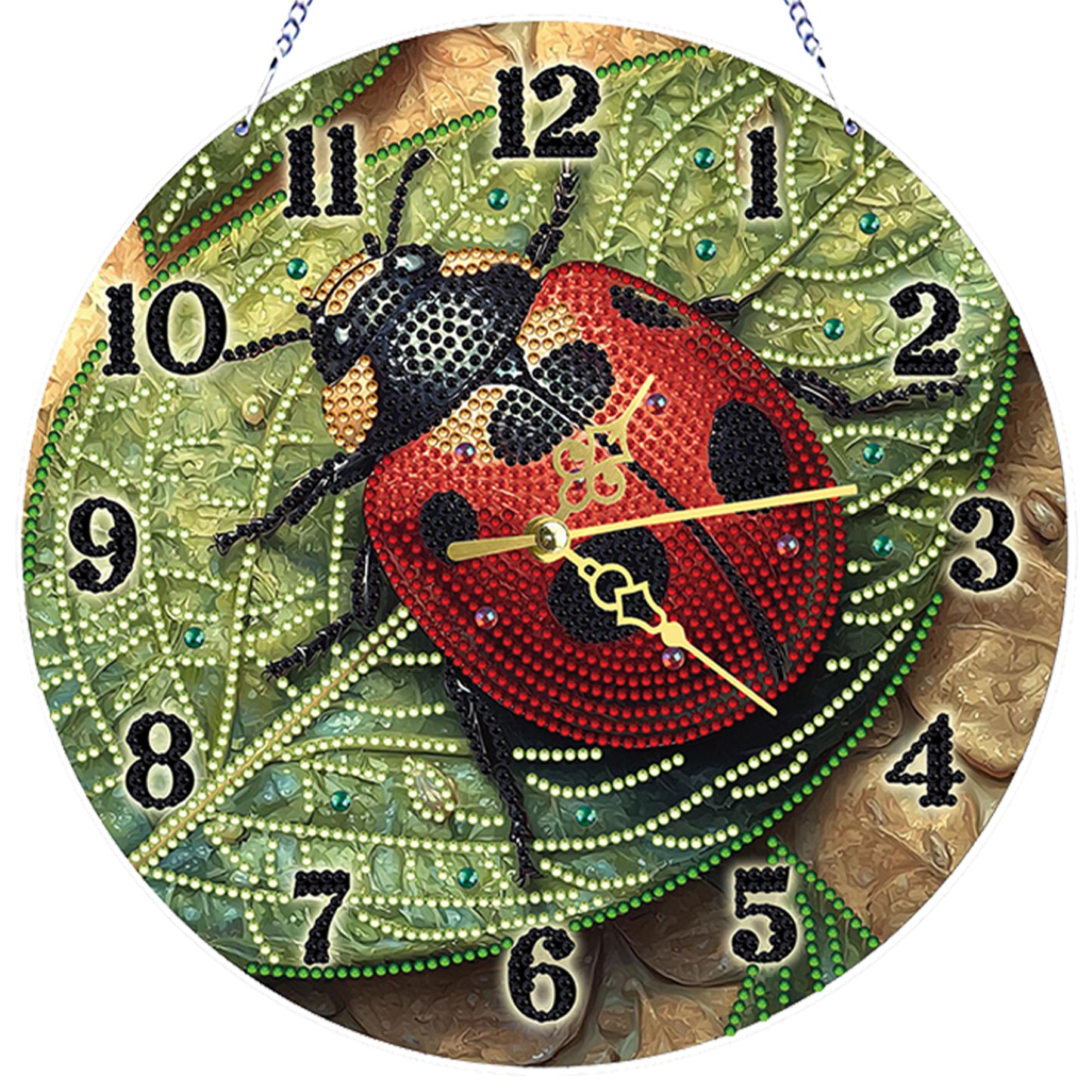 Ladybug 2D Flat DIY Acrylic Diamonds Painting Clocks for Living Room Decoration