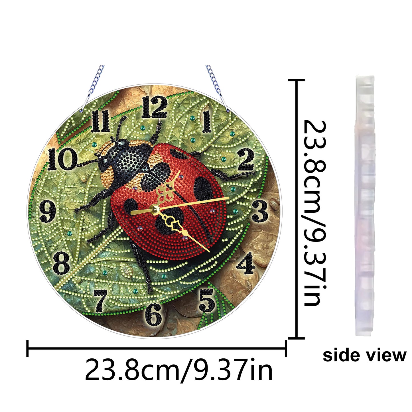 Ladybug 2D Flat DIY Acrylic Diamonds Painting Clocks for Living Room Decoration
