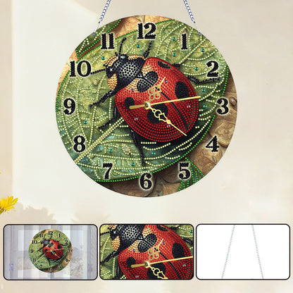 Ladybug 2D Flat DIY Acrylic Diamonds Painting Clocks for Living Room Decoration