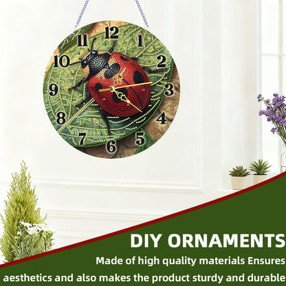 Ladybug 2D Flat DIY Acrylic Diamonds Painting Clocks for Living Room Decoration