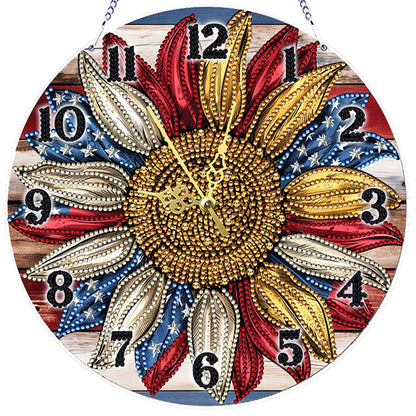 Sunflower 2D Flat DIY Acrylic Diamonds Painting Clocks Home   Bedroom Decor