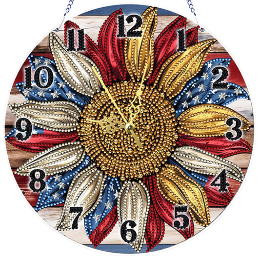 Sunflower 2D Flat DIY Acrylic Diamonds Painting Clocks Home   Bedroom Decor